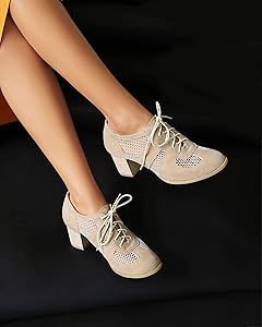 みつ Amazon.com | SHEMEE Womens Cutout Mesh Stacked Chunky Heel